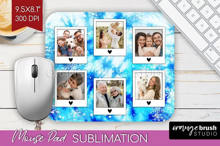 Winter Tie Dye Family Photo Frame Mouse Pad Sublimation