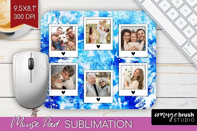 Winter Tie Dye Family Photo Frame Mouse Pad Sublimation