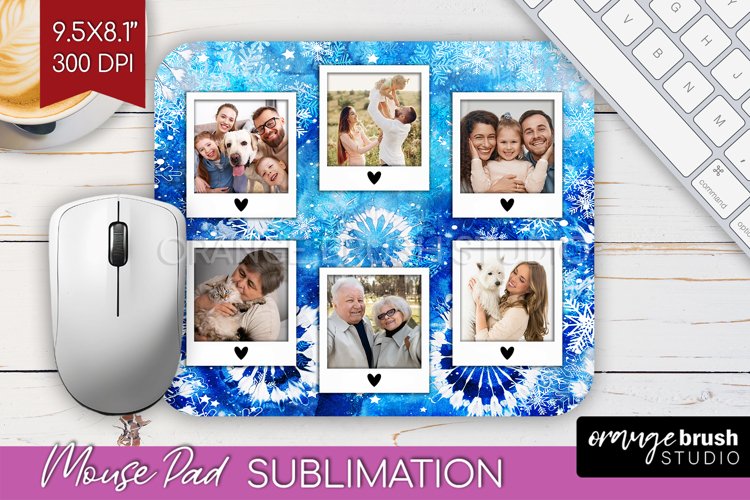 Winter Tie Dye Family Photo Frame Mouse Pad Sublimation example image 1