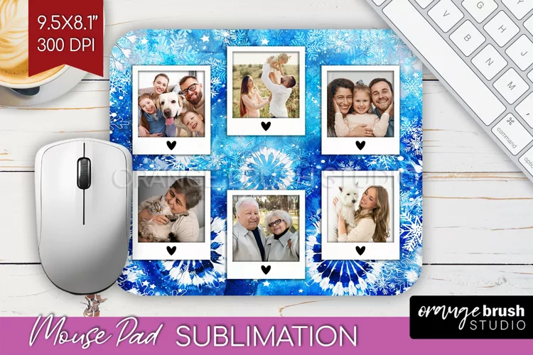 Winter Tie Dye Family Photo Frame Mouse Pad Sublimation