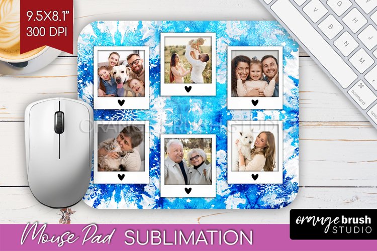 Winter Tie Dye Family Photo Frame Mouse Pad Sublimation example image 1