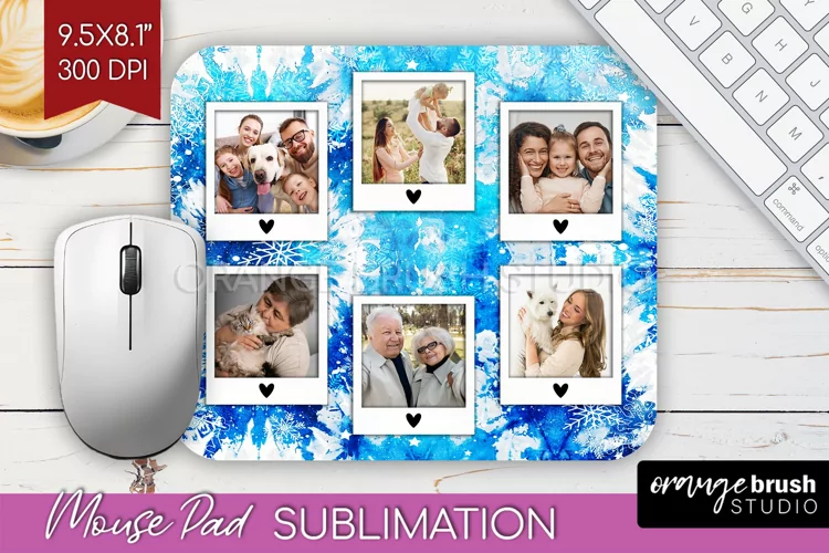 Winter Tie Dye Family Photo Frame Mouse Pad Sublimation