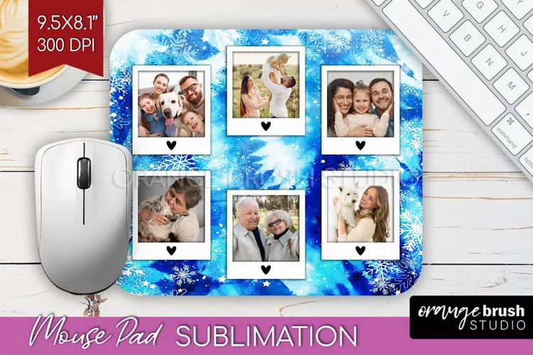 Winter Tie Dye Family Photo Frame Mouse Pad Sublimation