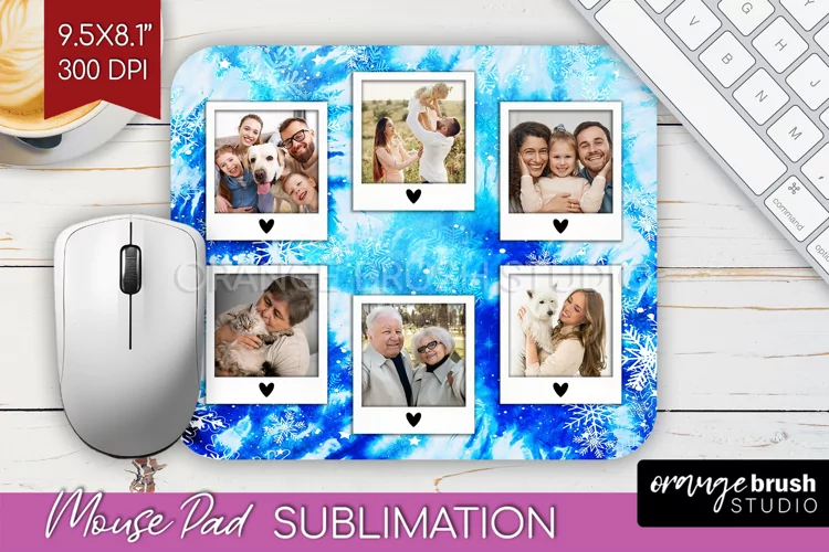 Winter Tie Dye Family Photo Frame Mouse Pad Sublimation