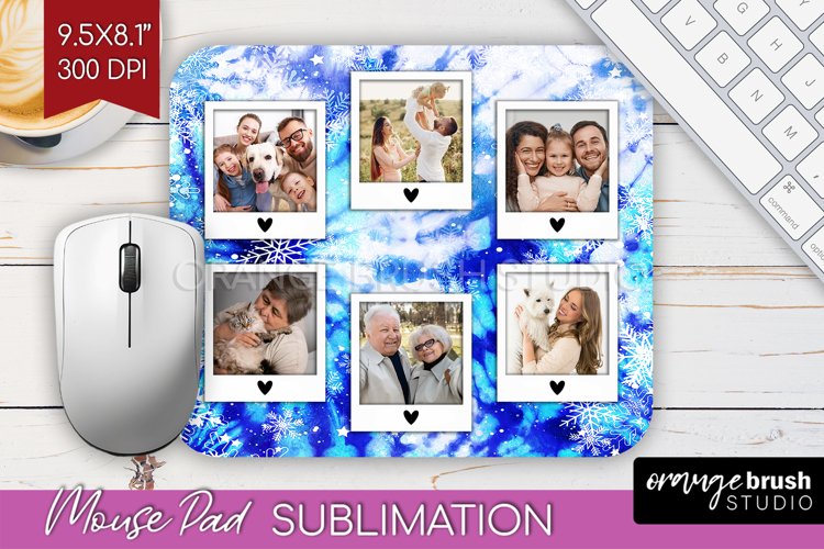 Winter Tie Dye Family Photo Frame Mouse Pad Sublimation example image 1