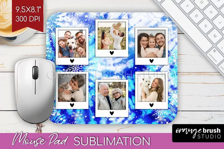 Winter Tie Dye Family Photo Frame Mouse Pad Sublimation