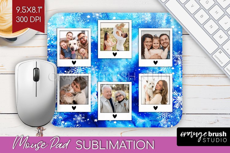 Winter Tie Dye Family Photo Frame Mouse Pad Sublimation example image 1