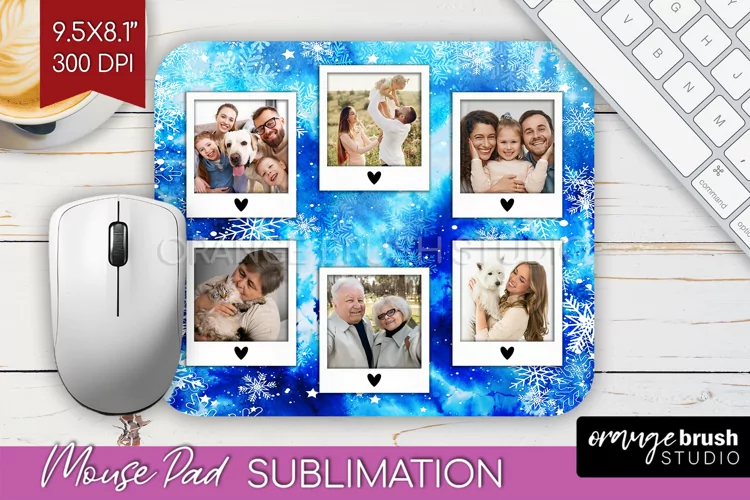 Winter Tie Dye Family Photo Frame Mouse Pad Sublimation