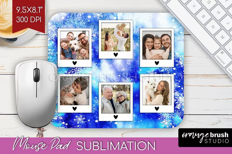 Winter Tie Dye Family Photo Frame Mouse Pad Sublimation