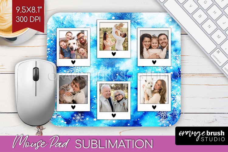 Winter Tie Dye Family Photo Frame Mouse Pad Sublimation example image 1