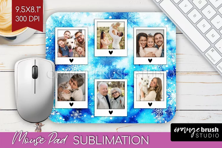 Winter Tie Dye Family Photo Frame Mouse Pad Sublimation