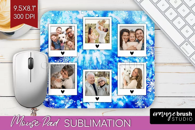 Winter Tie Dye Family Photo Frame Mouse Pad Sublimation
