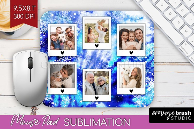 Winter Tie Dye Family Photo Frame Mouse Pad Sublimation example image 1