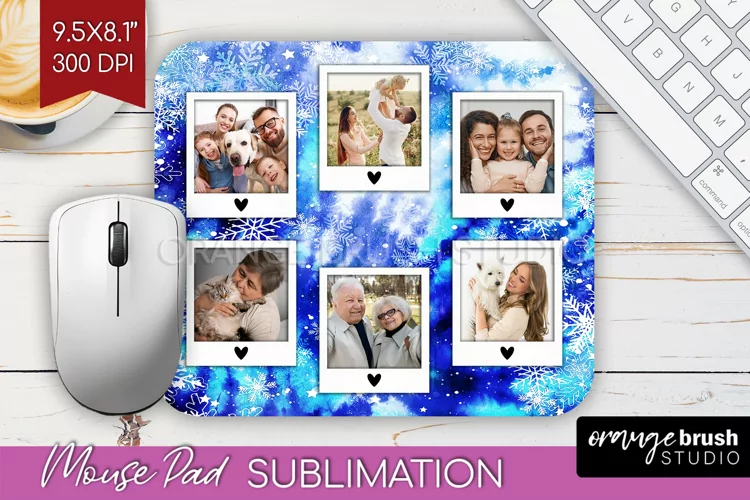 Winter Tie Dye Family Photo Frame Mouse Pad Sublimation