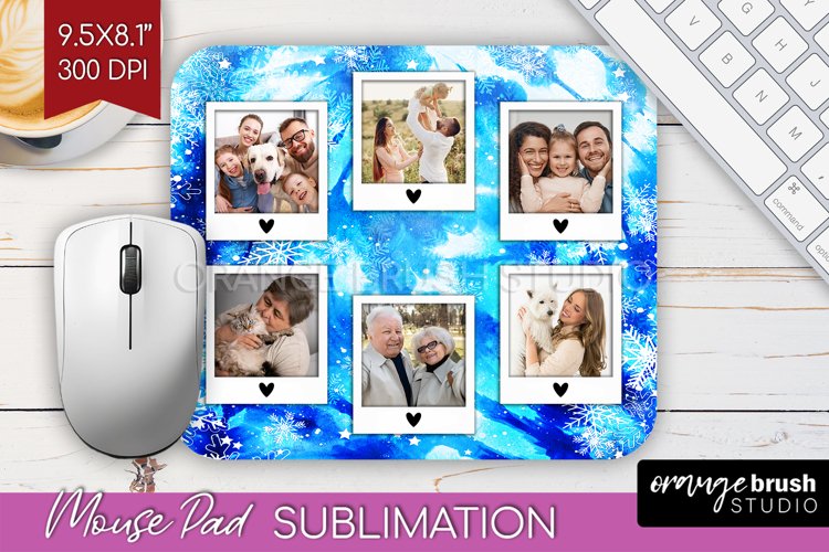 Winter Tie Dye Family Photo Frame Mouse Pad Sublimation example image 1