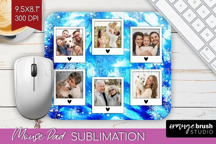 Winter Tie Dye Family Photo Frame Mouse Pad Sublimation