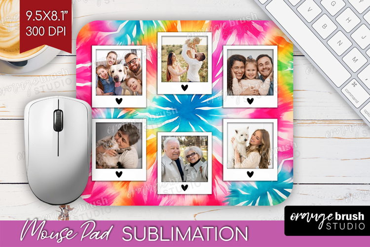Tie Dye Photo Mouse Pad PNG - Rainbow Picture Frame Mouse