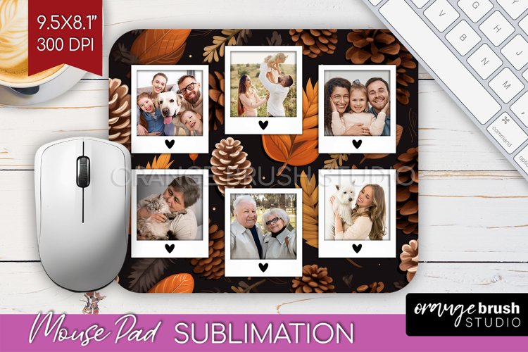 Autumn Photo Frame Mouse Pad Sublimation, Add Your Picture example image 1