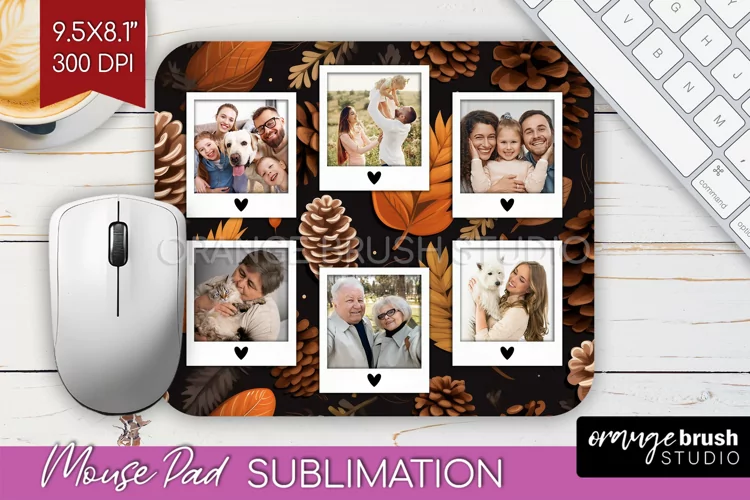 Autumn Photo Frame Mouse Pad Sublimation, Add Your Picture
