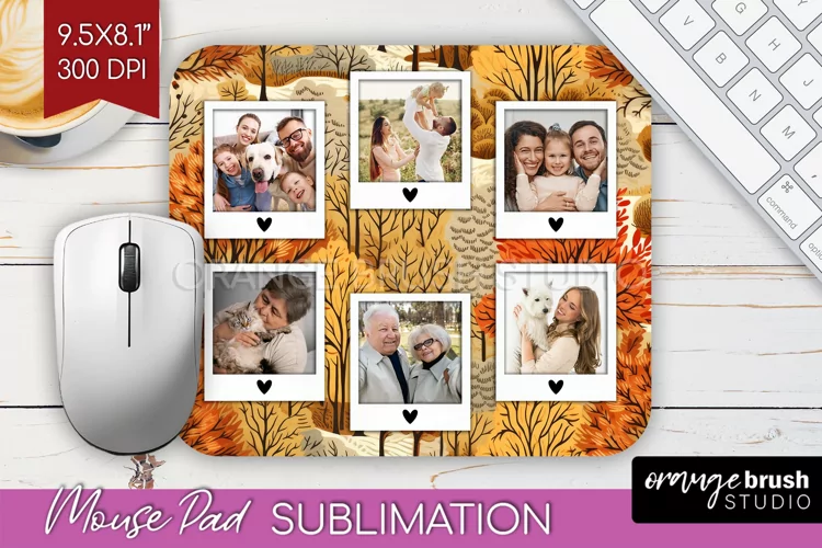 Autumn Photo Frame Mouse Pad Sublimation, Add Your Picture