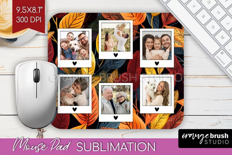 Autumn Photo Frame Mouse Pad Sublimation, Add Your Picture
