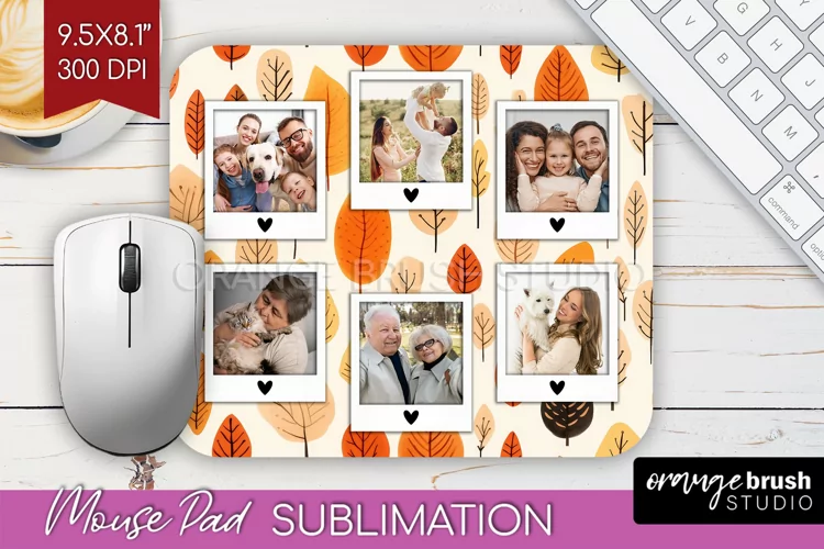 Autumn Photo Frame Mouse Pad Sublimation, Add Your Picture