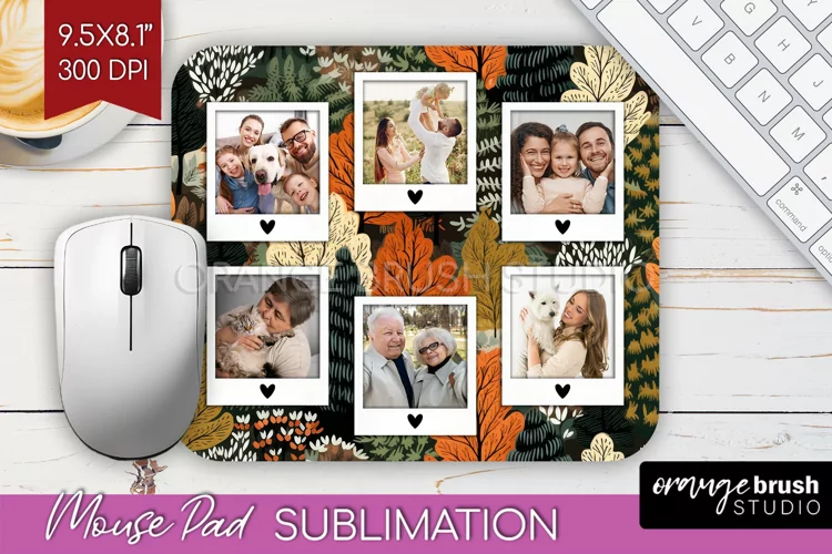 Autumn Photo Frame Mouse Pad Sublimation, Add Your Picture