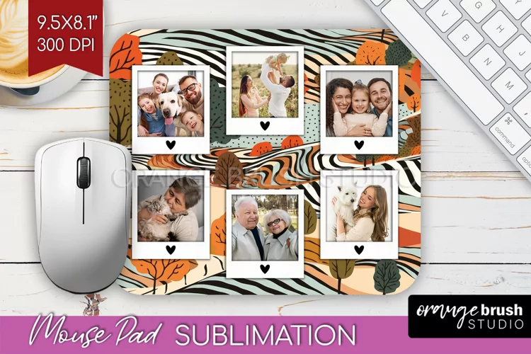 Autumn Photo Frame Mouse Pad Sublimation, Add Your Picture