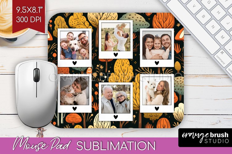 Autumn Photo Frame Mouse Pad Sublimation, Add Your Picture example image 1