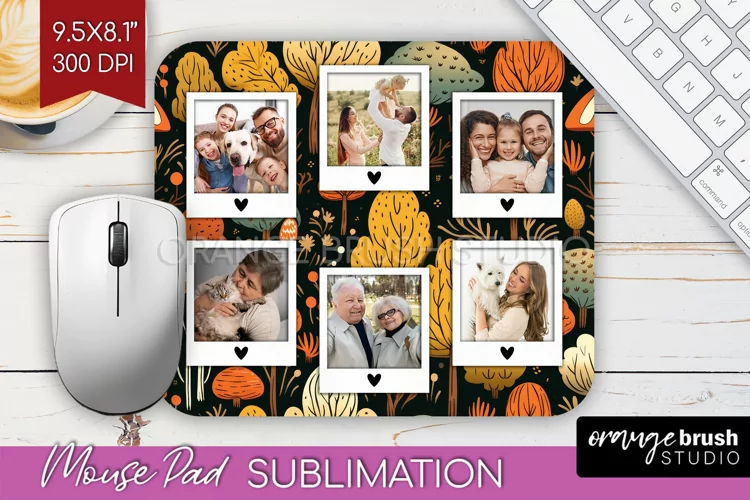 Autumn Photo Frame Mouse Pad Sublimation, Add Your Picture