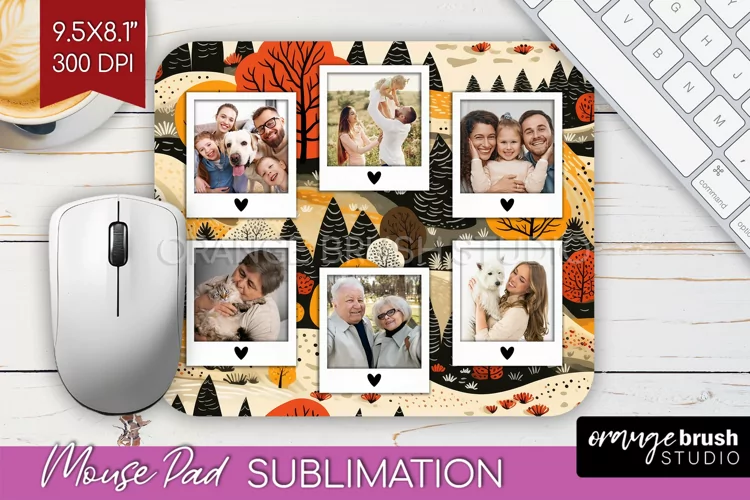 Autumn Photo Frame Mouse Pad Sublimation, Add Your Picture