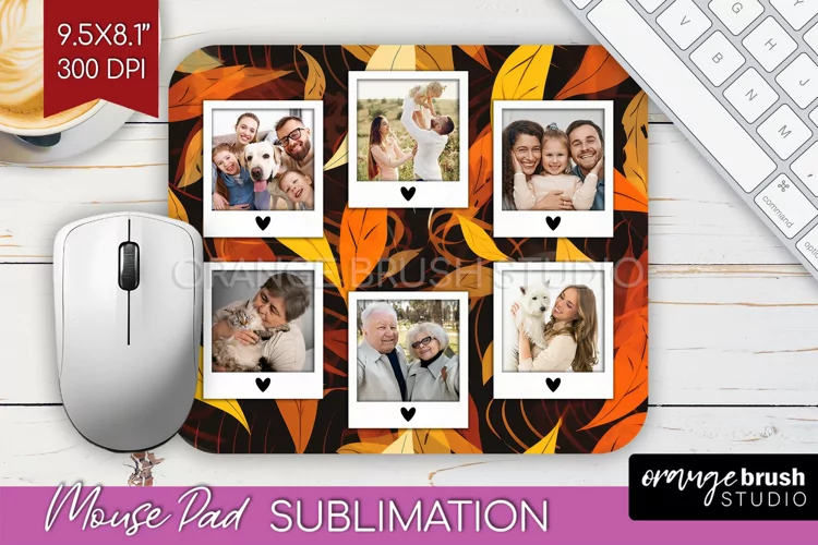 Autumn Photo Frame Mouse Pad Sublimation, Add Your Picture
