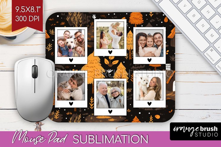 Autumn Photo Frame Mouse Pad Sublimation, Add Your Picture example image 1