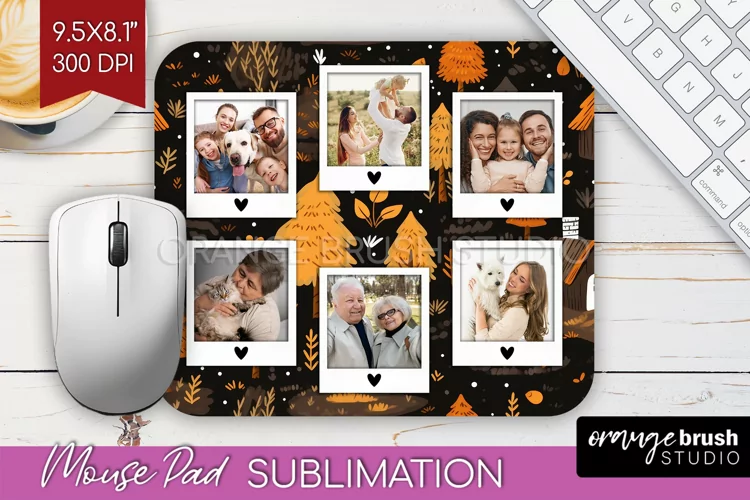 Autumn Photo Frame Mouse Pad Sublimation, Add Your Picture