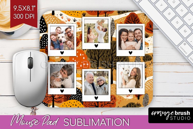 Autumn Photo Frame Mouse Pad Sublimation, Add Your Picture example image 1