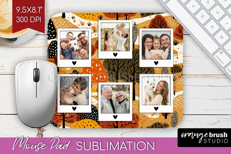 Autumn Photo Frame Mouse Pad Sublimation, Add Your Picture
