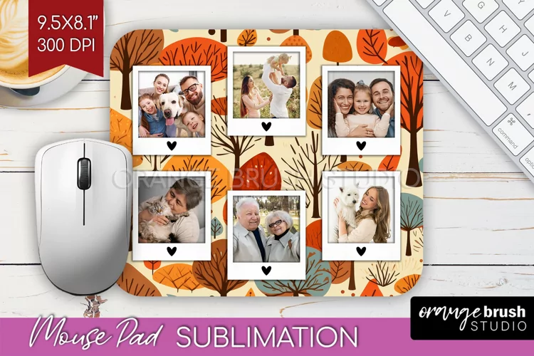 Autumn Photo Frame Mouse Pad Sublimation, Add Your Picture