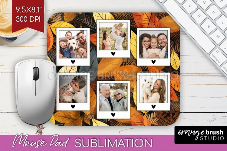 Autumn Photo Frame Mouse Pad Sublimation, Add Your Picture