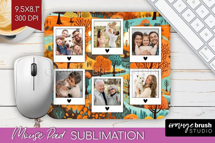 Autumn Photo Frame Mouse Pad Sublimation, Add Your Picture