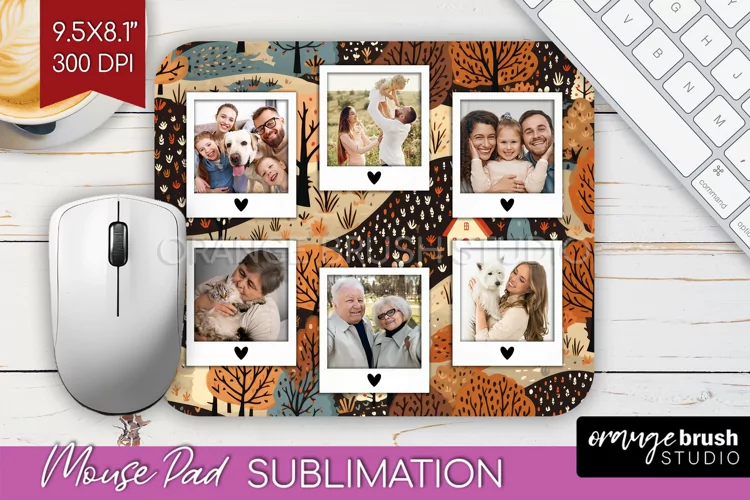 Autumn Photo Frame Mouse Pad Sublimation, Add Your Picture