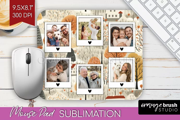Autumn Photo Frame Mouse Pad Sublimation, Add Your Picture