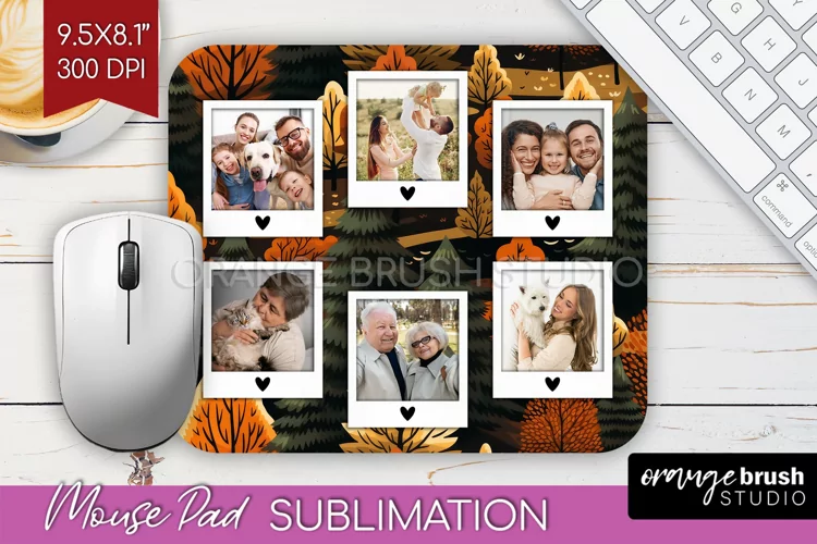 Autumn Photo Frame Mouse Pad Sublimation, Add Your Picture