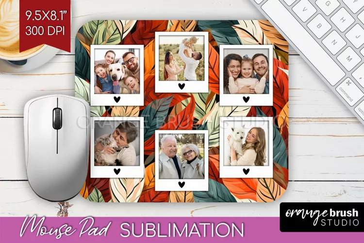 Autumn Photo Frame Mouse Pad Sublimation, Add Your Picture