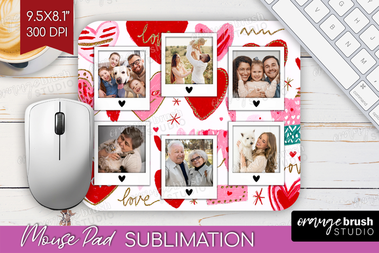 Heart Pattern Photo Mouse Pad PNG - Valentines Day Picture