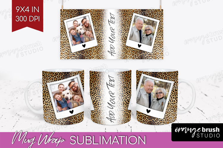 Animal Print Photo Mug Wrap PNG - Wild Animal Picture Frame