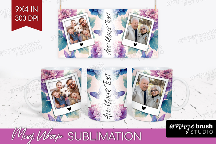 Floral Photo Mug Wrap PNG - Sping Flowers Picture Frame Mug