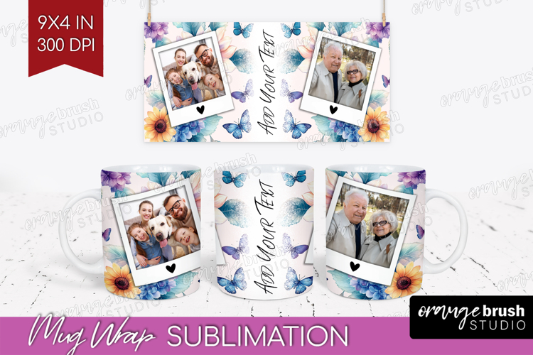 Floral Photo Mug Wrap PNG - Sping Flowers Picture Frame Mug