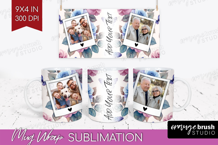 Floral Photo Mug Wrap PNG - Sping Flowers Picture Frame Mug