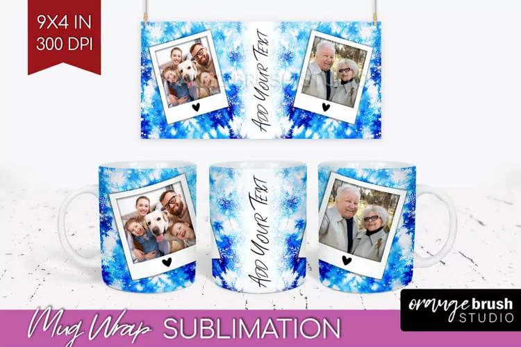 Winter Photo Frame Mug Wrap - Tie Dye Mug Sublimation