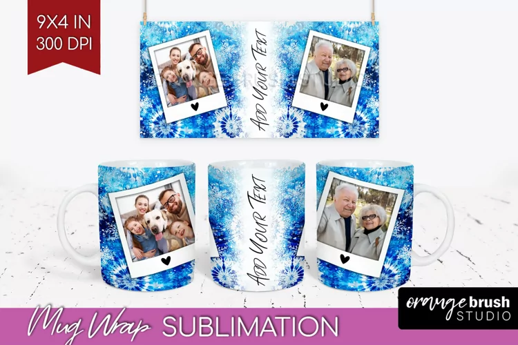 Winter Photo Frame Mug Wrap - Tie Dye Mug Sublimation